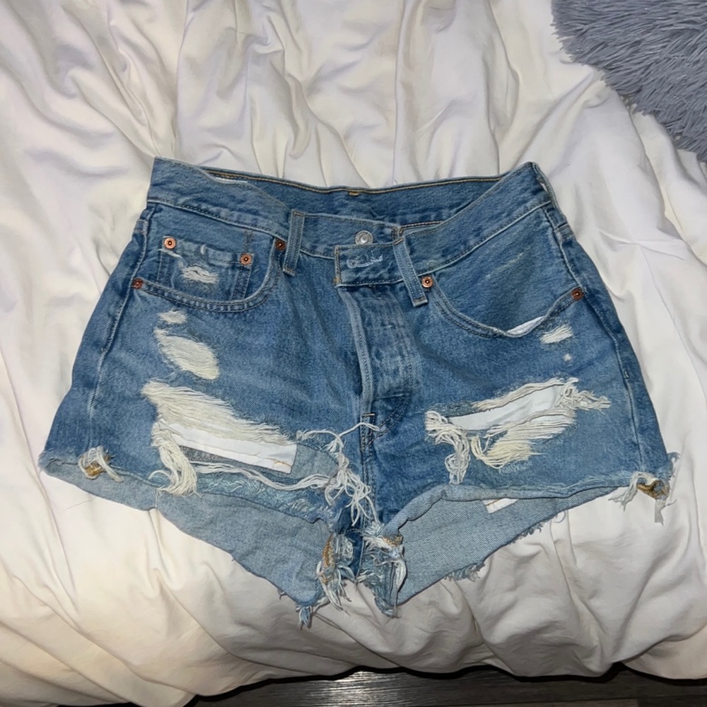 Levi’s 501 distressed denim shorts